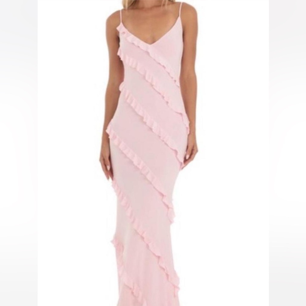 Chic Asymmetrical Pink Ruffle Dress